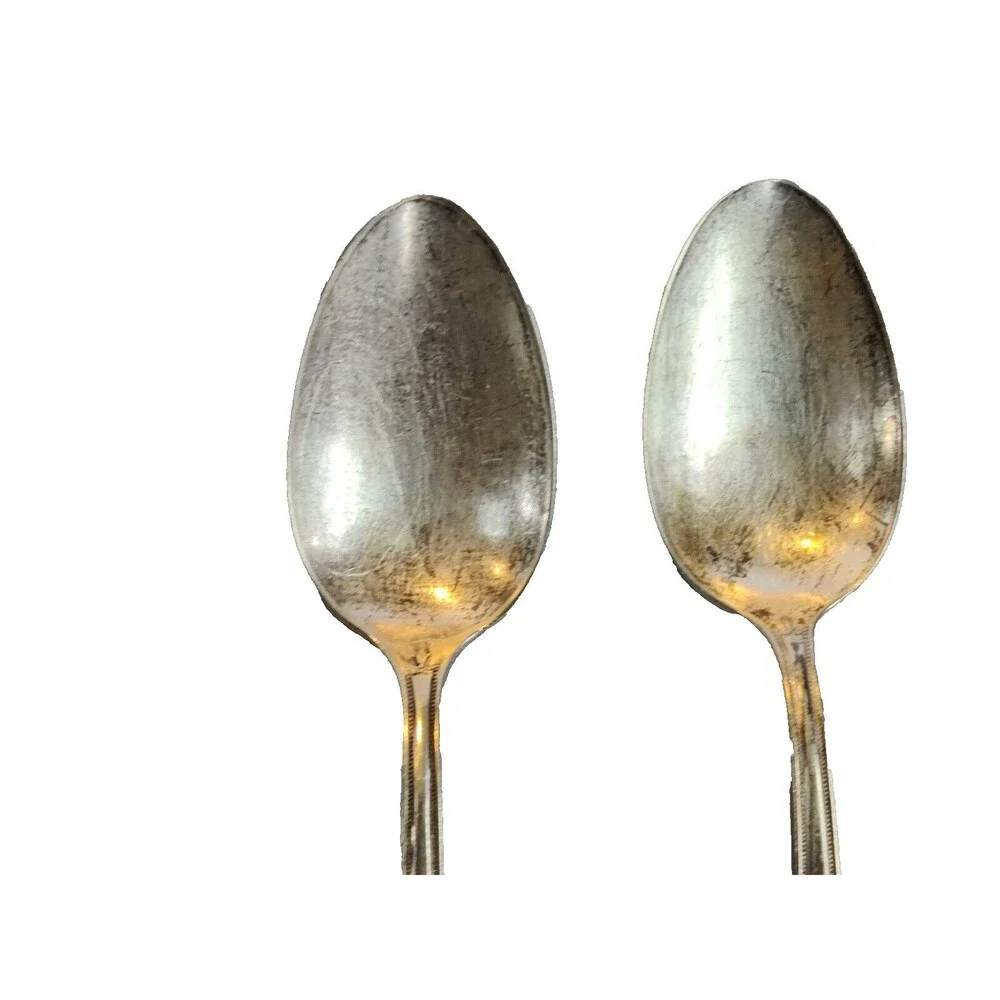 4 VTG Wm Rogers Silver Plate Soup Spoons Sectional Heavy Triple Plate Flatware